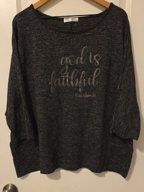 God Is Faithful Charcoal Knit Women’s Sweater